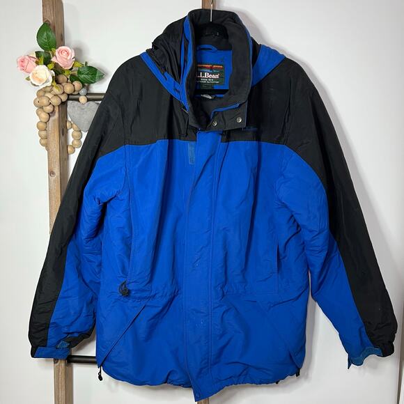 L L Bean Mens Vintage Blue Black Thinsulate Jacket Size Large